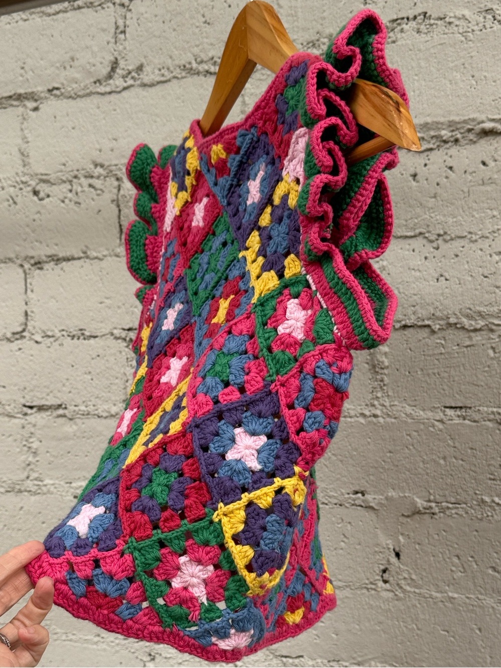 FARM Rio Crochet Square Vest Red Multi Butterfly Sleeves Size S - Picture 9 of 13